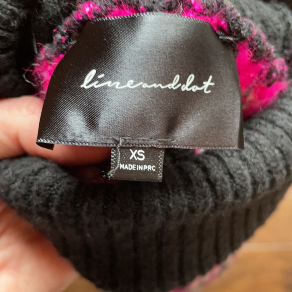 Line & Dot Kels Fair Isle turtleneck sweater crop boxy black neon hot pink - Picture 10 of 11